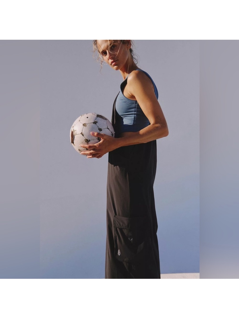 NWT Free people movement black jumpsuit with attached blue crop tank NWT - Picture 2 of 6